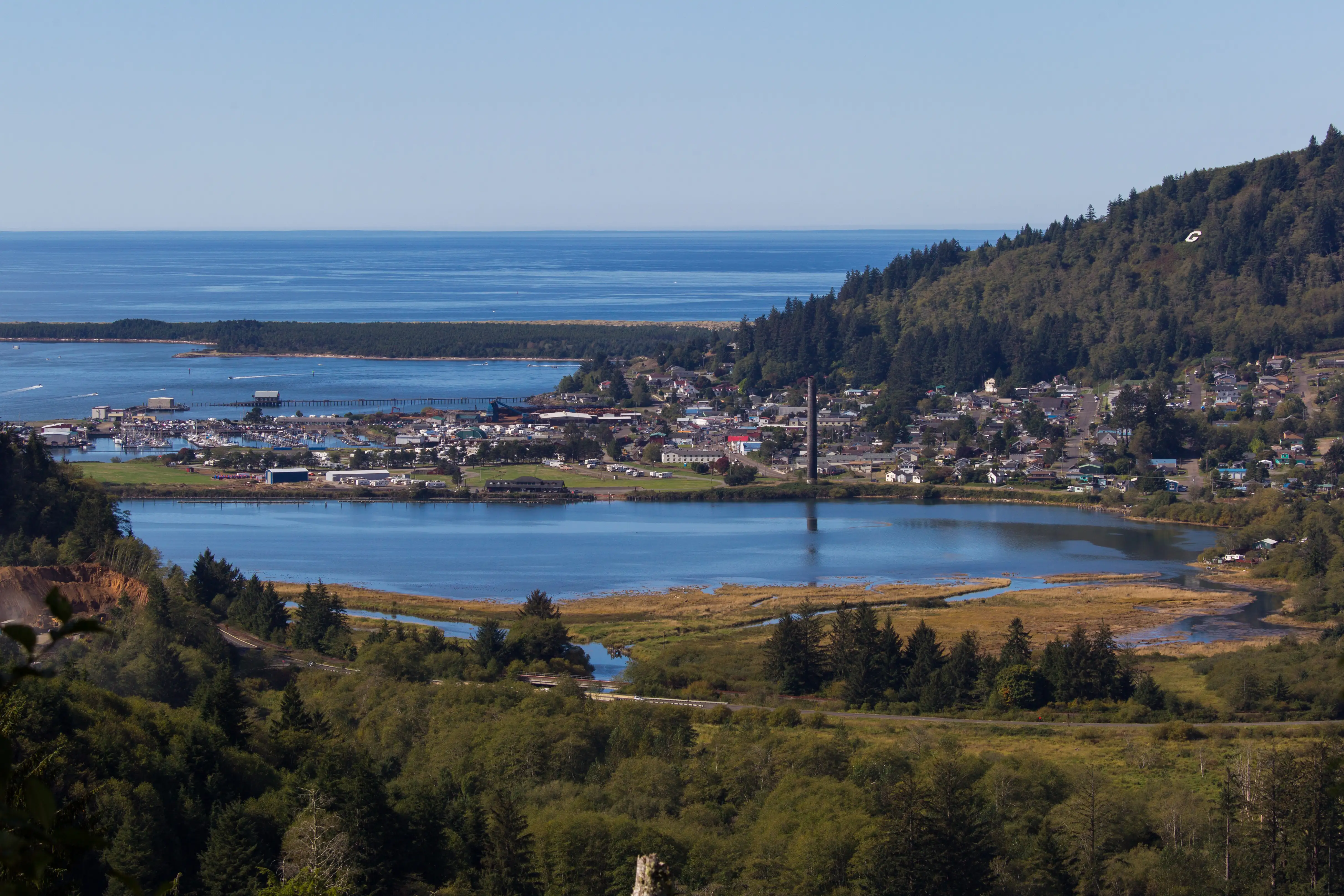 Aerial view of Tillamook Oregon coast